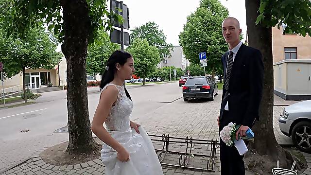 Bald pussy bride Matty Mila Perez fucked hard in doggystyle by her husband