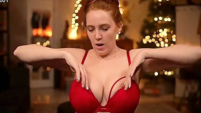 Busty redhead babe riding a big dick
