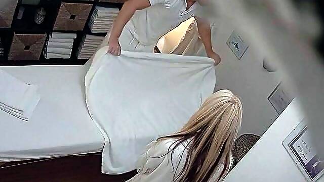Blonde fucks the masseuse