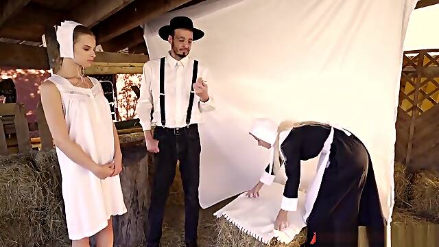 Amish girl gets bred in a barn