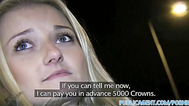 Long-Haired Blonde Takes a Loud Mouthful Outside