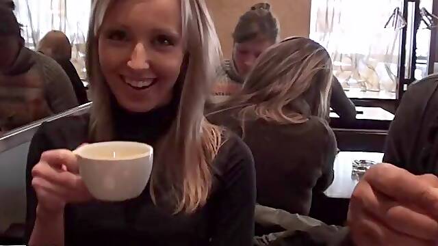 Fucking and blowjob in public bathroom