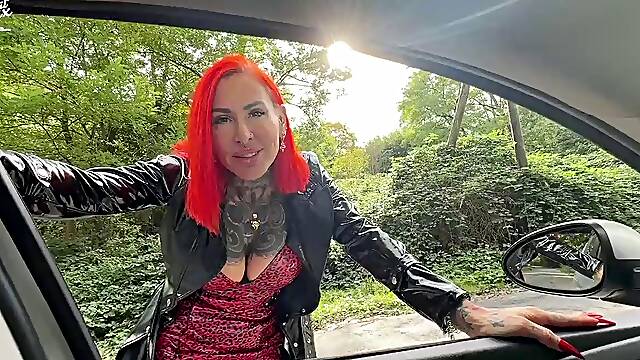 CatCoxx Rough Pounds Busty Redhead Outdoors in Puss in Boots