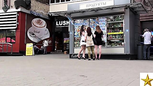 Alluring Russian teen in red panties upskirt in the outdoors