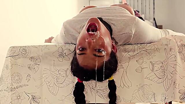 Molten Spanish PHAT ASS WHITE GIRL gets a raunchy rectal and dirty suck sesh in restrain bondage while not being permitted to jizm