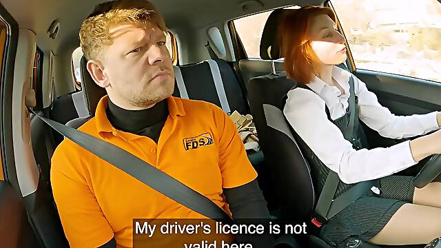 Michael Fly bangs hot redhead babe in fake driving school office