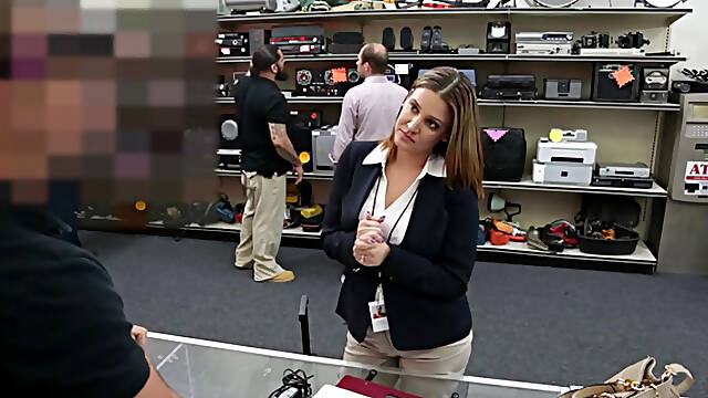 Busty milf kneels and deepthroats cock and gets fucked in exchange of cash