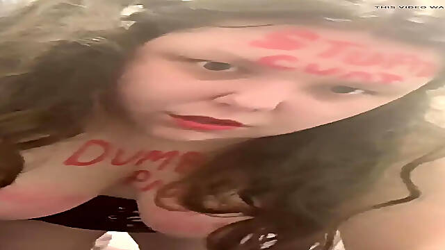 Young fat teen slut gets humiliated for shaking her udders
