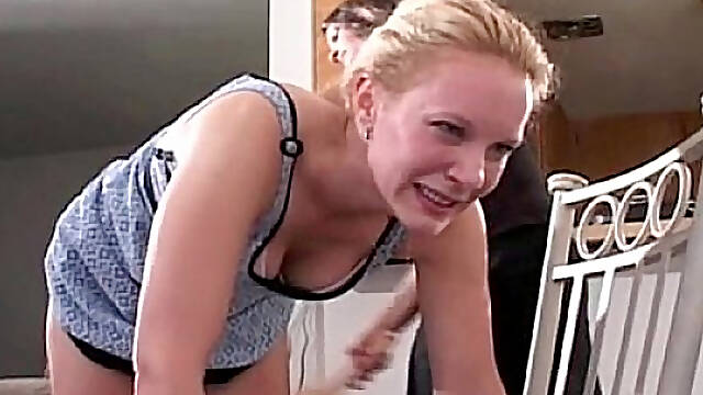 Blonde MILF gets bent over knees to get
