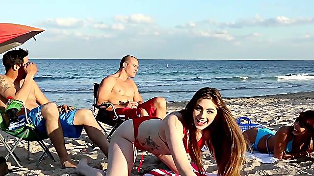 Juan Largo pounds Gina Valentina in a sizzling outdoors threesome