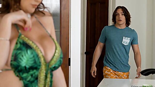 Stepmom with Monster tits Kat Marie seduces stepson in the kitchen - Kat marie