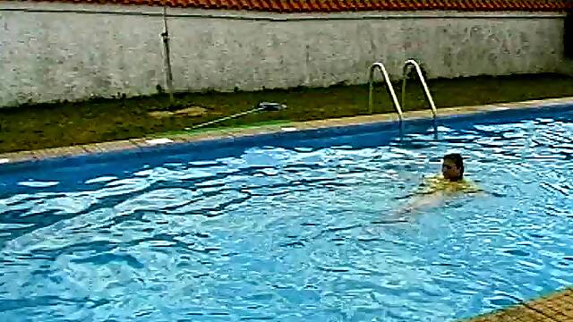 Girlfriends take a swim and fuck each other with toys in the grass