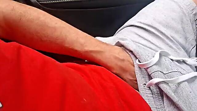 A risky masturbation session in the street for a student who was at the bus stop.