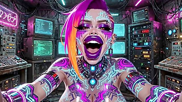 Cyberpunk Style Hotties Bouncing Breasts, Ai Animation