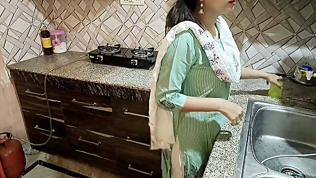 Desi sexy stepmom gets angry on him after proposing in kitchen pissing 