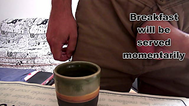 Beautiful teen drinks Coffee with cum