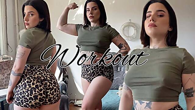 Lymphotic exersize tattooed model bouncing boobs