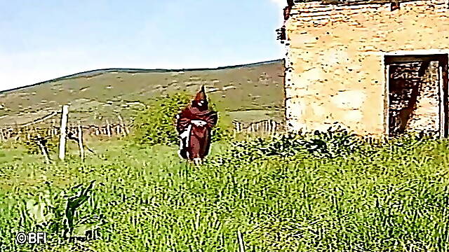 Two nuns love to fuck in threesome outdoor