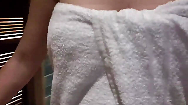 Slutty German Girl caught masturbating in the Sauna