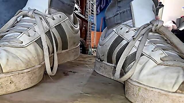 Trample cock dance in sneaker