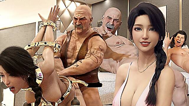 Helpless Cuckold Man Watched Wife Gangbanged By Dirty Oldmen - Visual Novel