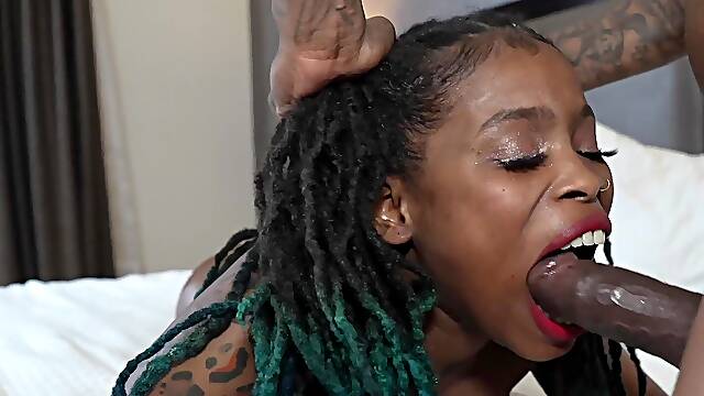 EBONY TOXIC BROWNSKIN getting railed by Josh Bonnet BBC after showing off her oiled ass and boobs