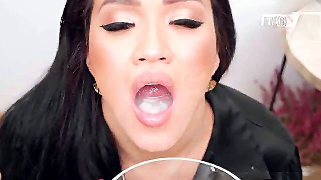 PremiumBukkake - Asia Vargas swallows 52 big mouthhole jizz shots