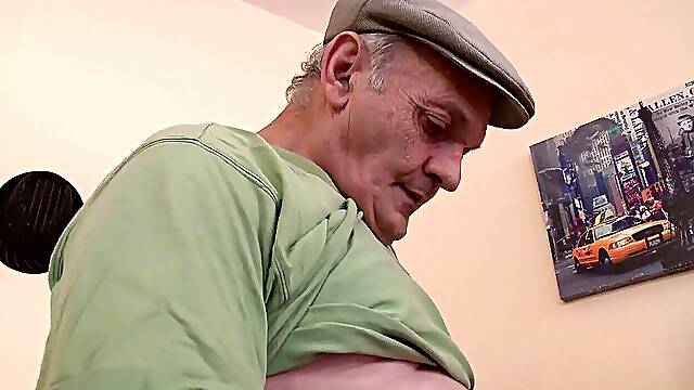 Horny bitch sucks old perverts cock