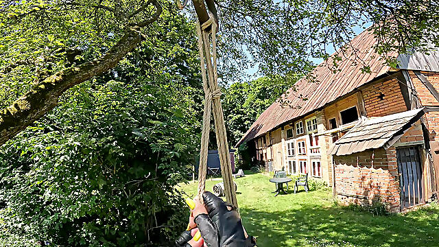 Predicament - Endurance - Bound in Painful Predicament-suspended by Wrists-strapado (235)