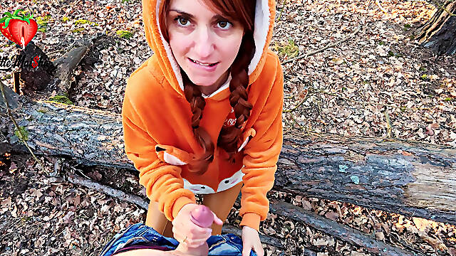 A Skinny, Sweet Redhead I Met by Chance in the Woods Milked My Balls and Cock Dry. She Also Licked My Asshole in the Process