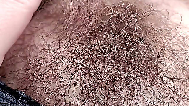 Pulling My Lace Panties to the Side and Showing off My Hairy Pussy