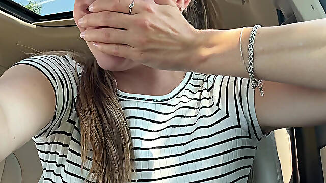 Lush in the Car! Risky Orgasm!