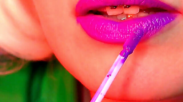 ASMR slowly lipstick tease