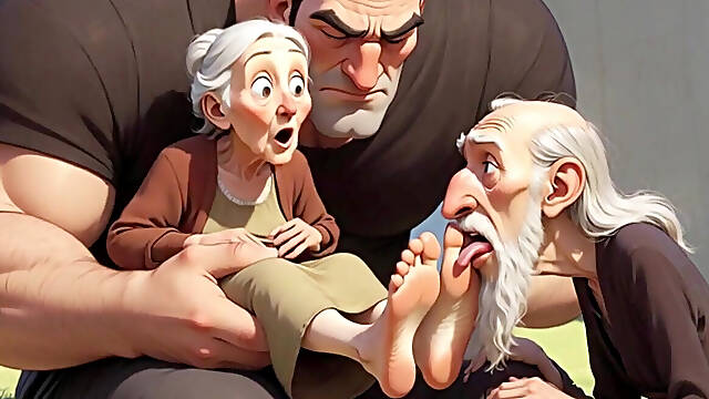 Cuckold Husband Licks Wife's Feet While She Sits on Her Lover's Lap - Hotwife Foot Worship